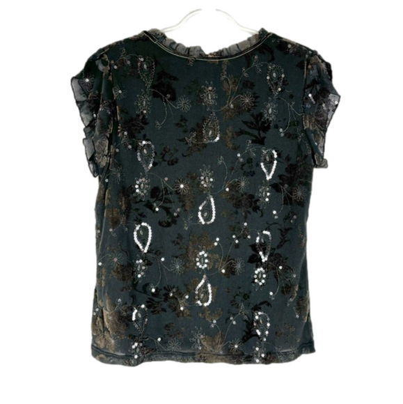 Dark grey velvet and sequin top - Picture 3 of 5